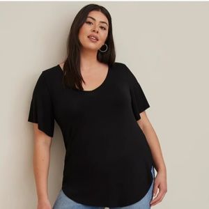 TORRID FAVORITE TUNIC SUPER SOFT V-NECK RAGLAN BELL SLEEVE TEE - SIZE 00X - EUC